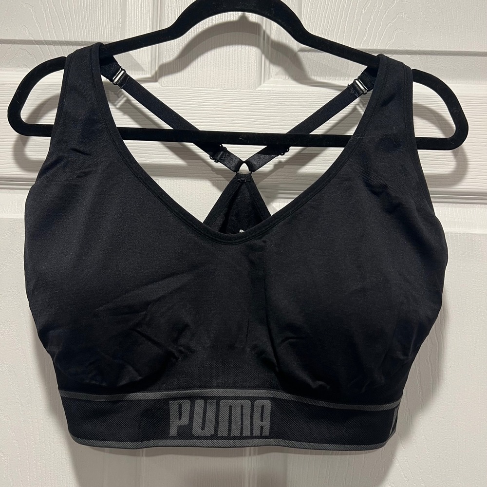 Puma Womens Black Seamless Sports Bra Adjustable Straps Plus Size 3X RN100759